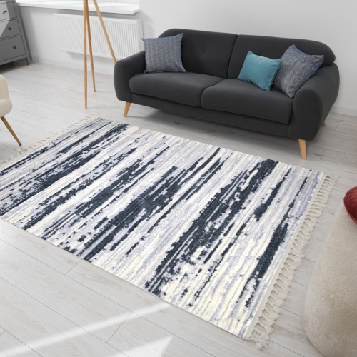 Dywan z frędzlami 140x200 cm Boho Biały Do Salonu AREZZO AC53A white/blue