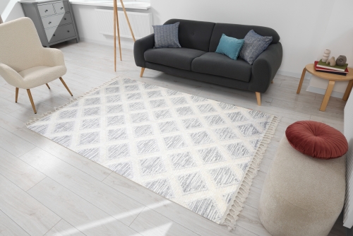 Dywan z frędzlami 160x230 cm Boho Biały Do Salonu AREZZO Z936A white/white