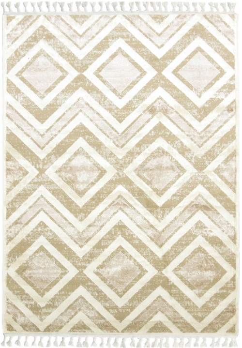 BEŻOWY DYWAN Z FRĘDZLAMI DO SALONU - DYWANY LOFT ANKONA - (7680B beige/beige) 120x170