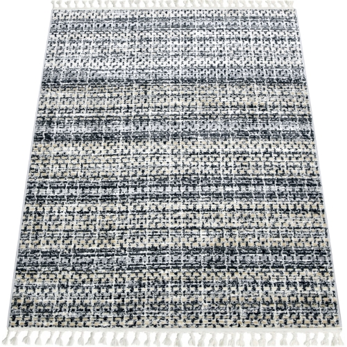 SZARY BEŻOWY DYWAN Z FRĘDZLAMI DO SALONU - DYWANY LOFT ANKONA - (9028A grey/beige) 120x170